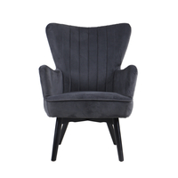 BELLA ARMCHAIR FABRIC GREY WOOD BLACK E1 PRC