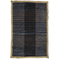 DARK CARPET LEATHER JUTE BLACK BEIGE 60x90cm IN