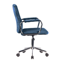 GLAM CHAIR DESK VELVET WATER BLUE METAL BASE CHROME 52x64xH93/103cm E1 PRC