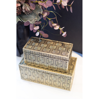 PRECIOUS BOX WITH LID POLYRESIN GOLD BLACK 29,5x14