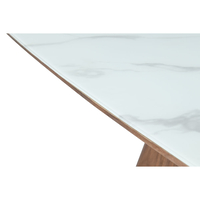 TOTEM TABLE SANDY GLASS WALNUT WHITE WITH MARBLE PATTERN VENEER ΟΑΚ E1 PRC