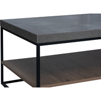 DELTA COFFEE TABLE MELAMINE CEMENT DARK OAK METAL BLACK 119x59xH45cm E1 PRC