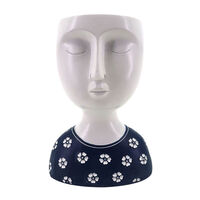 IPAMO BLUE PLANTER POLYRESIN WHITE BLUE 14,8x10xH1