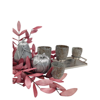 TRICOT POIRE DECO PEAR POLYRESIN SILVER 11,5x11,5x
