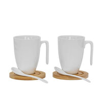 CURVE MUG SET 2PCS PORCELAIN BAMBOO WHITE NATURAL