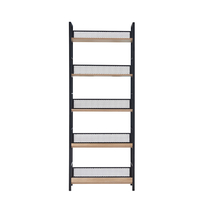 NEST BOOKCASE MELAMINE NATURAL BLACK 60x28xH154cm