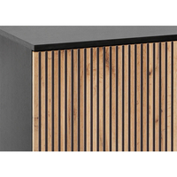 MYSTERY TV STAND 3DOORS MELAMINE NATURAL DARK BLACK METAL 154x39x56 E1 PRC