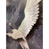 CRANE 2 PAINTING CANVAS PETROL WHITE WOOD BLACK 82