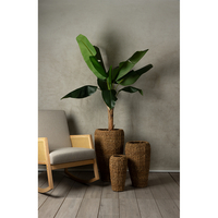 NEREA TALL PLANTER SET 3PCS SEAGRASS METAL NATURAL