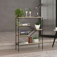 STEP BOOKCASE MDF SONOMA METAL BLACK 80x30xH120cm E1 PRC