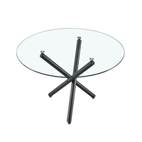 GEM TABLE TEMPERED GLASS TRANSPARENT METAL BLACK P