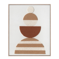 BOHO BALANCE PAINTING DECORATIVE 80x100x5 CANVAS TERRACOTTA BEIGE WOOD NATURAL