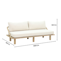 SIESTA SOFA BED WOOD ACACIA NATURAL CREAM 180x80xH