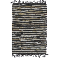 BOHO CARPET LEATHER BLACK BEIGE 60x90cm IN
