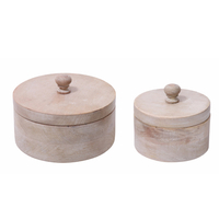 AKAN STORAGE JAR WITH LID WOOD MANGO WHITE WASHED