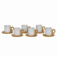 NORDIC MUG ESPRESSO SET 6 PCS PORCELAIN BAMBOO WHI