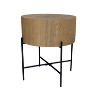 MADERA SIDE TABLE MDF WITH PAPER VENEER NATURAL METAL BLACK 45x45xH45cm E1 PRC
