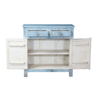 SIFNOS COMMODE 2DOORS 2DRAWERS WOOD MANGO BLUE LIGHT DECAPE IN