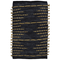 EDJE CARPET LEATHER JUTE BLACK BEIGE 60x90cm IN