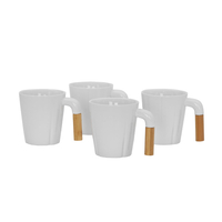 NORDIC MUG SET 4PCS PORCELAIN BAMBOO WHITE NATURAL