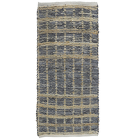 KARO CARPET LEATHER JUTE GREY BEIGE 70x150cm IN