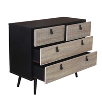 OMNIA COMMODE CHIPBOARD WITH MELAMINE CARTA BLACK WOOD RUBBERWOOD SONOMA WITH PATTERN E1 PRC