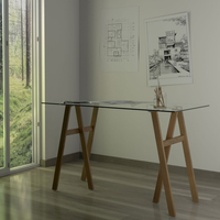 NORDIC DESK GLASS TRANSPARENT NATURAL 120x60xH75cm PRC