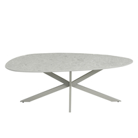 CASPIAN COFFEE TABLE MELAMINE GREY WITH MARBLE PATTERN METAL LATTE 120x60x43 E1 PRC