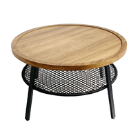 FILET COFFEE TABLE CHIPBOARD WITH MELAMINE CARTA NATURAL PE RATTAN BLACK 75x75xH43cm E1 PRC