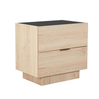 CUBIUS NIGHTSTAND 2DRAWERS MELAMINE NATURAL MELAMINE SMOKE BLACK E1