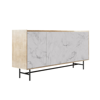 STOCKHOLM SIDEBOARD CHIPBOARD WITH MELAMINE CARTA SONOMA DECAPE WHITE WITH MARBLE PATTERN METAL BLACK 161x39,5xH80cm E1 PRC