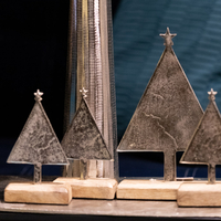XMAS FELIZ 1 TREE WOOD ALUMINIUM SILVER 18x5xH27,5