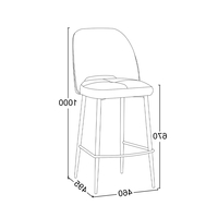 BOUTON STOOL BAR FABRIC GREY LIGHT METAL BLACK PRC