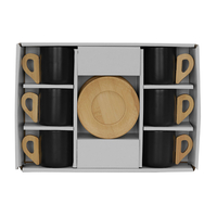 NORDIC MUG ESPRESSO SET 6 PCS PORCELAIN BAMBOO BLA