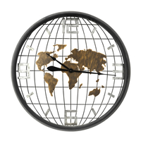 EARTH CLOCK WALL METAL BLACK GOLD D80xH11cm PRC