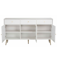 ZIZEL SIDEBOARD 3DOORS 3DRAWERS CHIPBOARD WITH MELAMINE CARTA WHITE WITH PATTERN GOLD LACQUERED MDF 150x40xH80cm E1 PRC