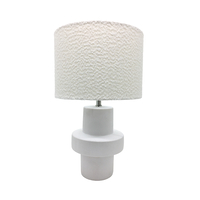 RING LAMP TABLE CERAMIC FABRIC WHITE WHITE D17/28x