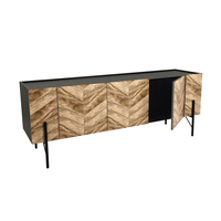 PARKE TV STAND CHIPBOARD WITH MELAMINE CARTA BLACK NATURAL WITH PATTERN METAL BLACK 160x43xH60cm E1 PRC