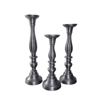 LUSAR CANDLE HOLDER SET 3PCS ALUMINIUM SILVER ANTI