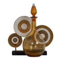 TAROAN BOTILIA WITH LID GLASS YELLOW 22x22xH38cm P
