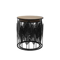 LEAF COFFEE TABLE SET 2PCS MDF VENEER BLACK NATURAL METAL 40x40xH45cm E1 PRC