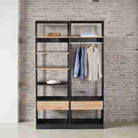 SYSTEM WARDROBE MELAMINE BLACK MELAMINE SONOMA 90x50x180 E1