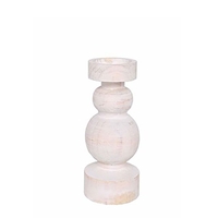 PIERRE CANDLE HOLDER WOOD WHITE NATURAL D12xH20cm