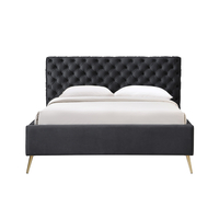 BLACK EROS BED (FOR MATTRESS 160x200cm) FABRIC BLACK METAL GOLD E1 MY