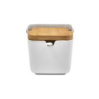 CURVE STORAGE JAR WITH LID PORCELAIN BAMBOO WHITE