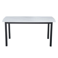 PLUTO TABLE CERAMIC WHITE WITH MARBLE PATTERN METAL BLACK PRC