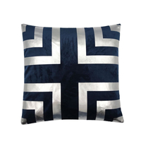 ILLUSION DECOR CUSHION VELVET BLUE SILVER 45x45cm