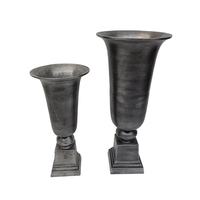 DEVI VASE SET 2PCS ALUMINIUM SILVER ANTIQUE D24_19