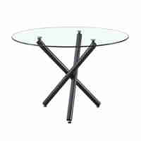 GEM TABLE TEMPERED GLASS TRANSPARENT METAL BLACK P