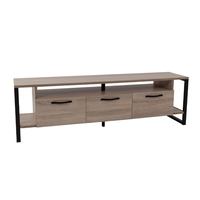 BRIDGE TV STAND 3DOORS MELAMINE SONOMA BLACK METAL 150x35xH45cm E1 TR